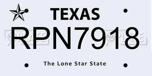 RPN7918 Texas License Plate