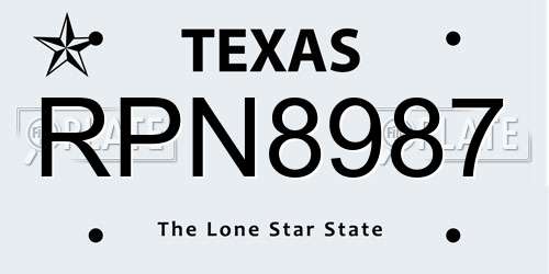 RPN8987 Texas License Plate