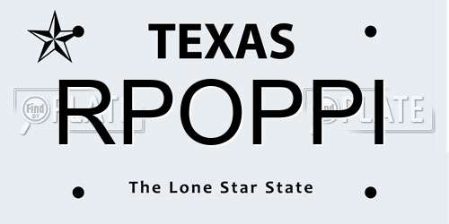 RPOPPI Texas License Plate