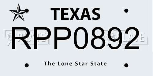 RPP0892 Texas License Plate
