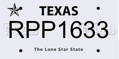 RPP1633 Texas License Plate