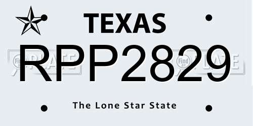 RPP2829 Texas License Plate