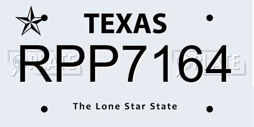 RPP7164 Texas License Plate