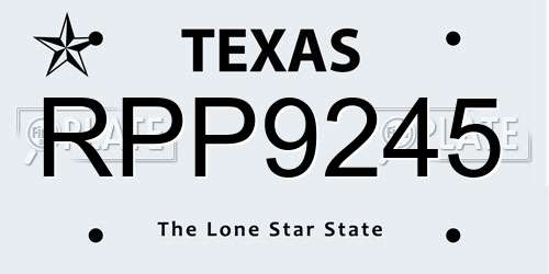 RPP9245 Texas License Plate
