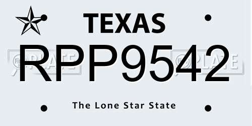 RPP9542 Texas License Plate