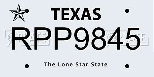 RPP9845 Texas License Plate