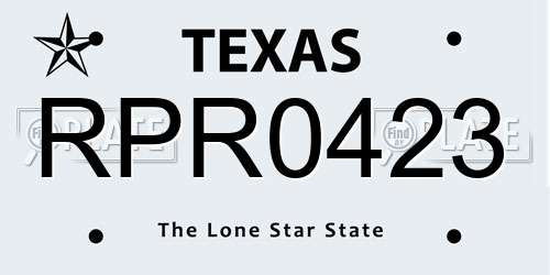 RPR0423 Texas License Plate