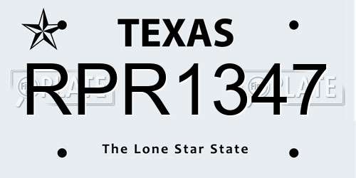 RPR1347 Texas License Plate