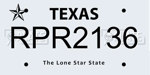 RPR2136 Texas License Plate