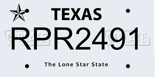 RPR2491 Texas License Plate