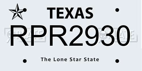 RPR2930 Texas License Plate