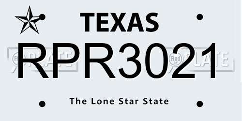RPR3021 Texas License Plate