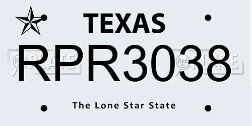 RPR3038 Texas License Plate