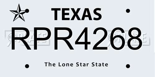 RPR4268 Texas License Plate