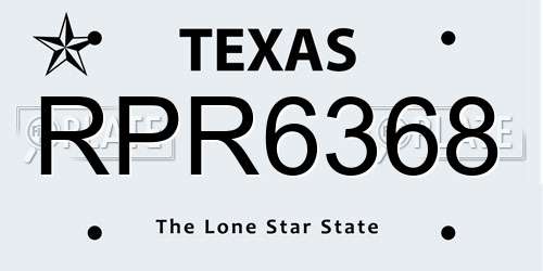 RPR6368 Texas License Plate