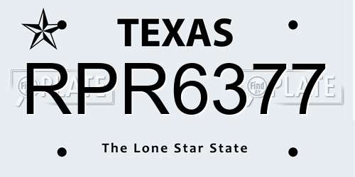 RPR6377 Texas License Plate