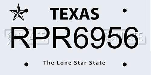 RPR6956 Texas License Plate