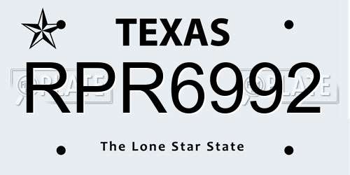 RPR6992 Texas License Plate