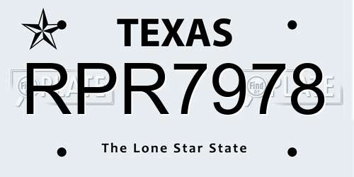 RPR7978 Texas License Plate