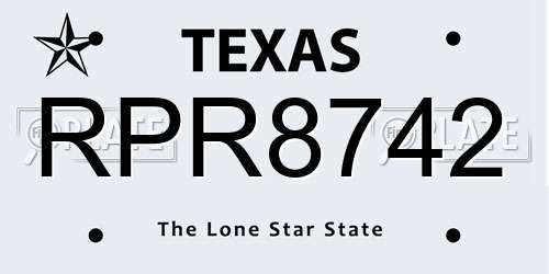 RPR8742 Texas License Plate