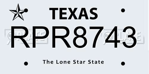 RPR8743 Texas License Plate