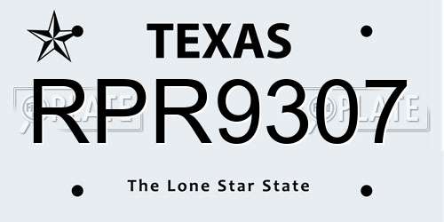 RPR9307 Texas License Plate