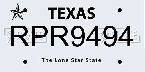 RPR9494 Texas License Plate