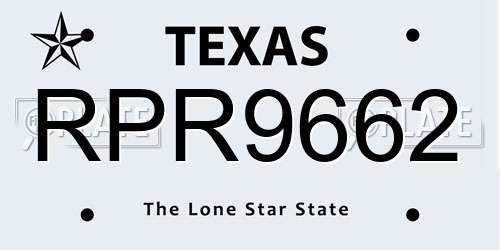 RPR9662 Texas License Plate