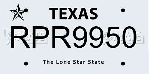 RPR9950 Texas License Plate