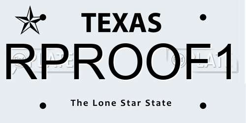 RPROOF1 Texas License Plate