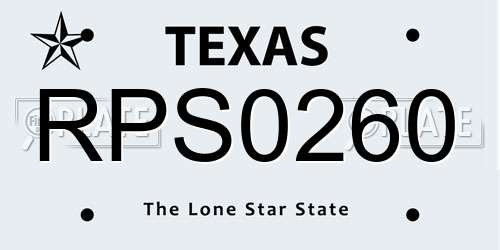 RPS0260 Texas License Plate
