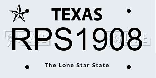 RPS1908 Texas License Plate
