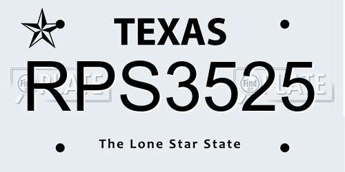 RPS3525 Texas License Plate