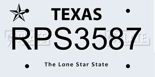 RPS3587 Texas License Plate