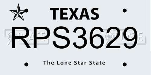 RPS3629 Texas License Plate