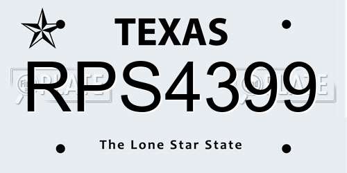 RPS4399 Texas License Plate