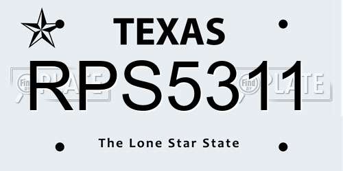 RPS5311 Texas License Plate