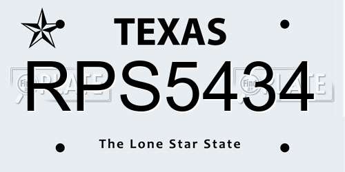 RPS5434 Texas License Plate
