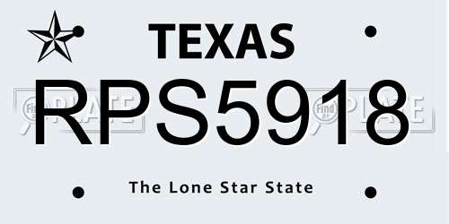 RPS5918 Texas License Plate