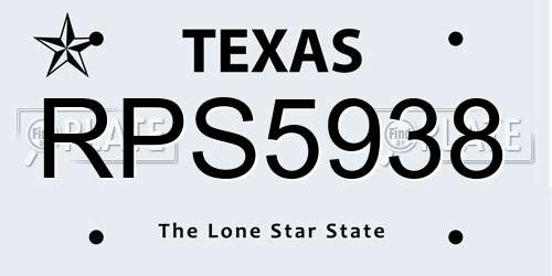 RPS5938 Texas License Plate