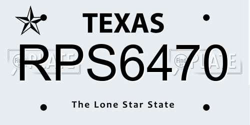 RPS6470 Texas License Plate