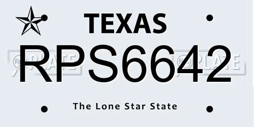 RPS6642 Texas License Plate