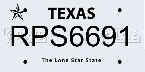 RPS6691 Texas License Plate