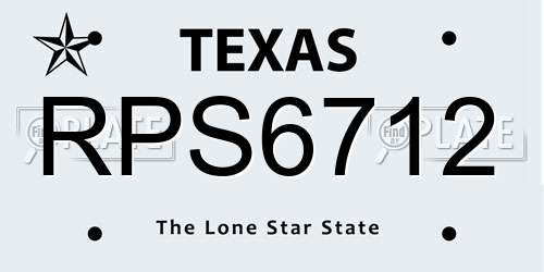 RPS6712 Texas License Plate