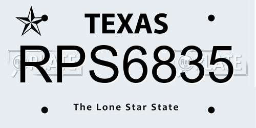RPS6835 Texas License Plate