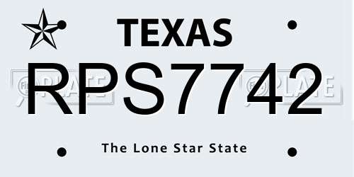 RPS7742 Texas License Plate