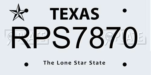 RPS7870 Texas License Plate