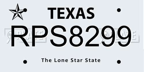 RPS8299 Texas License Plate