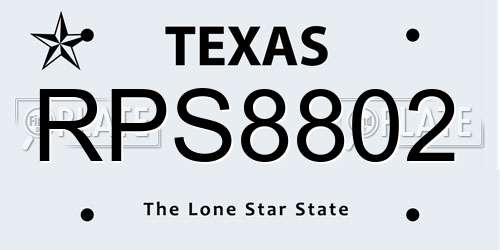 RPS8802 Texas License Plate