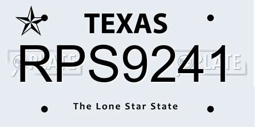 RPS9241 Texas License Plate